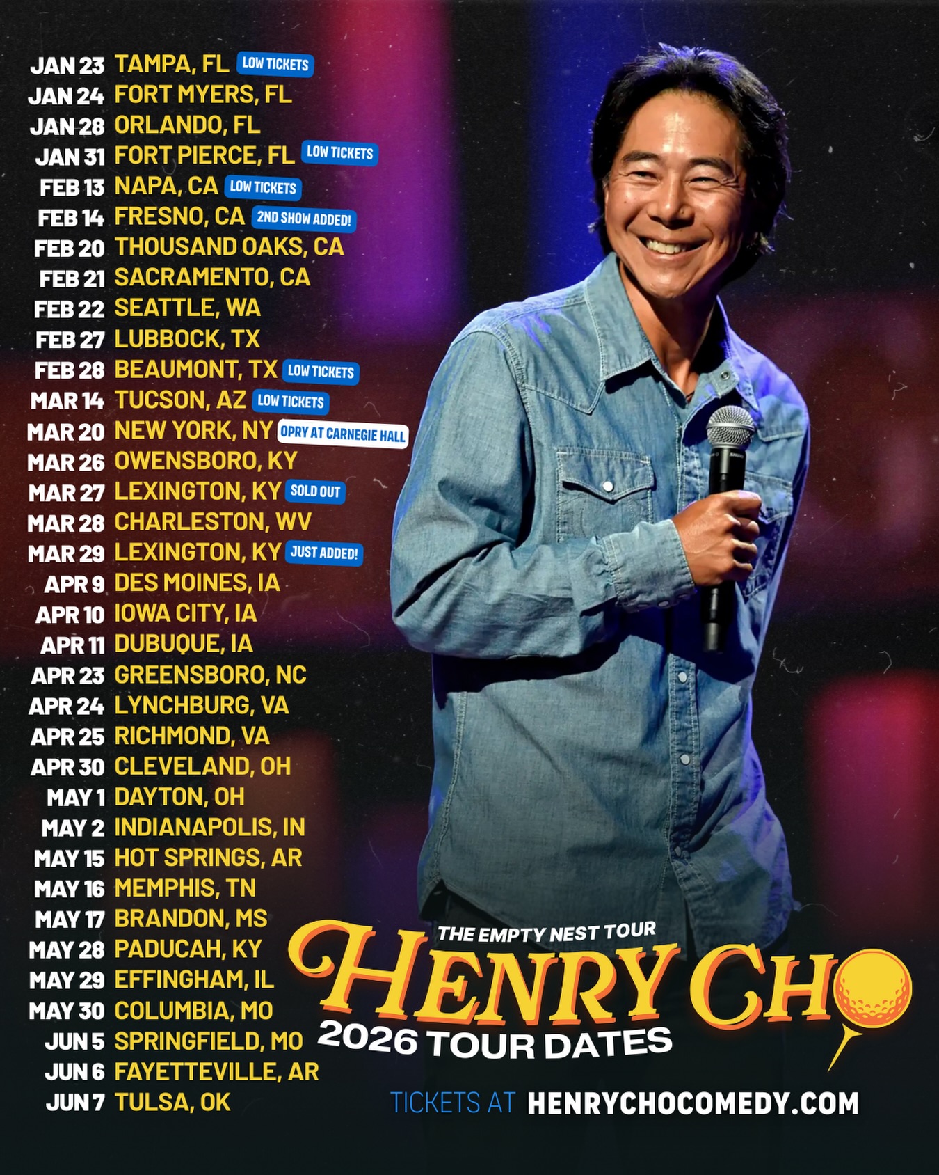 Henry Cho The Empty Nest Tour Poster 2026